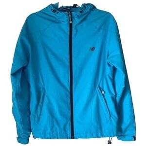 S3 Y2K VTG New Balance Turquoise Blue Lightweight Hooded Windbreaker Jacket